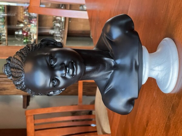 Fine Art African American Nubia Princess Bust Marble Sculpture Marble